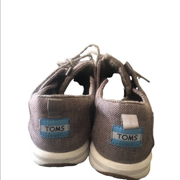 Toms Del Rey Lace Up Sneaker Sz. 7.5 Desert Taupe Poly Canvas Casual Athleisure - Picture 4 of 6